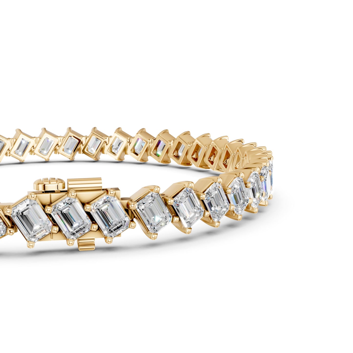 Derosa Jewels 10 Carat Emerald Cut Lab Grown Diamond Tennis Bracelet for Women – 7, 7.5 or 8 Inch, 10K 14K 18K Solid Gold (White, Yellow or Rose Gold), Certified Diamond Bracelet, Fine Jewelry Gift