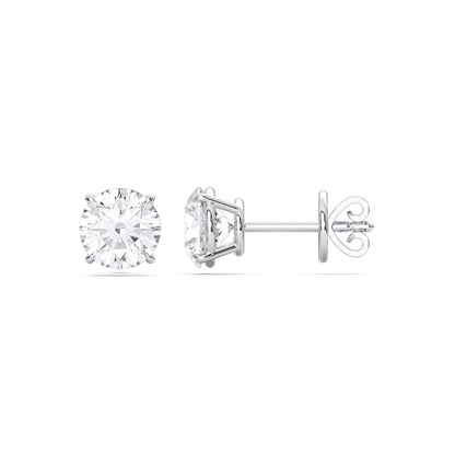 Certified 2-5 Carat Round Cut Diamond Stud Earrings for Women – Classic Solitaire Round Diamond Studs in 10K, 14K & 18K – Rose, White and Yellow Gold