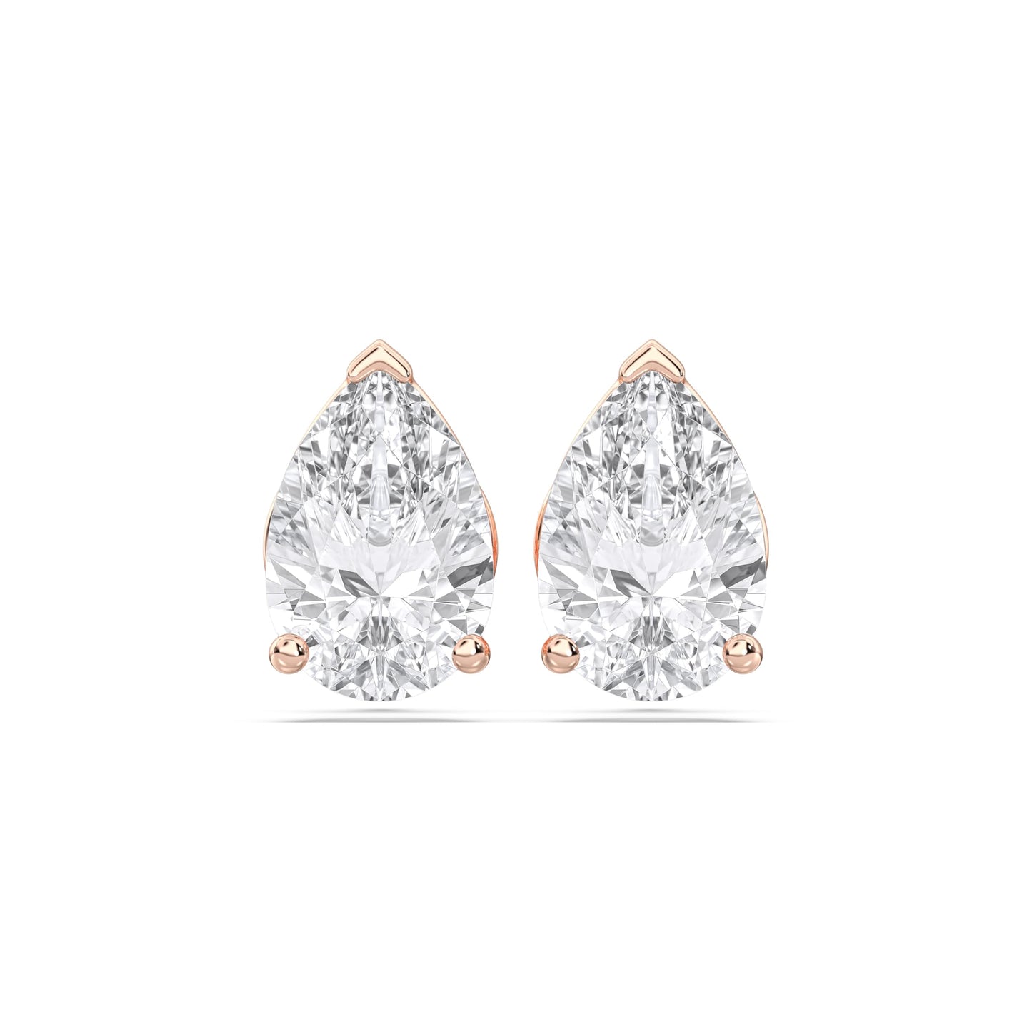 Certified 2-5 Carat Pear Cut Diamond Stud Earrings for Women – Classic Solitaire 3 Prong Setting – 10K, 14K & 18K – White Gold, Yellow Gold & Rose Gold