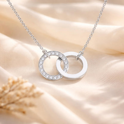Derosa Jewels Lab Grown Diamond Circle Necklace for Women in 10KT 14KT 18KT Gold (Yellow, White, Rose) | Double Circle Pendant | 16 Inch Necklace with 18 Inch Extension Chain
