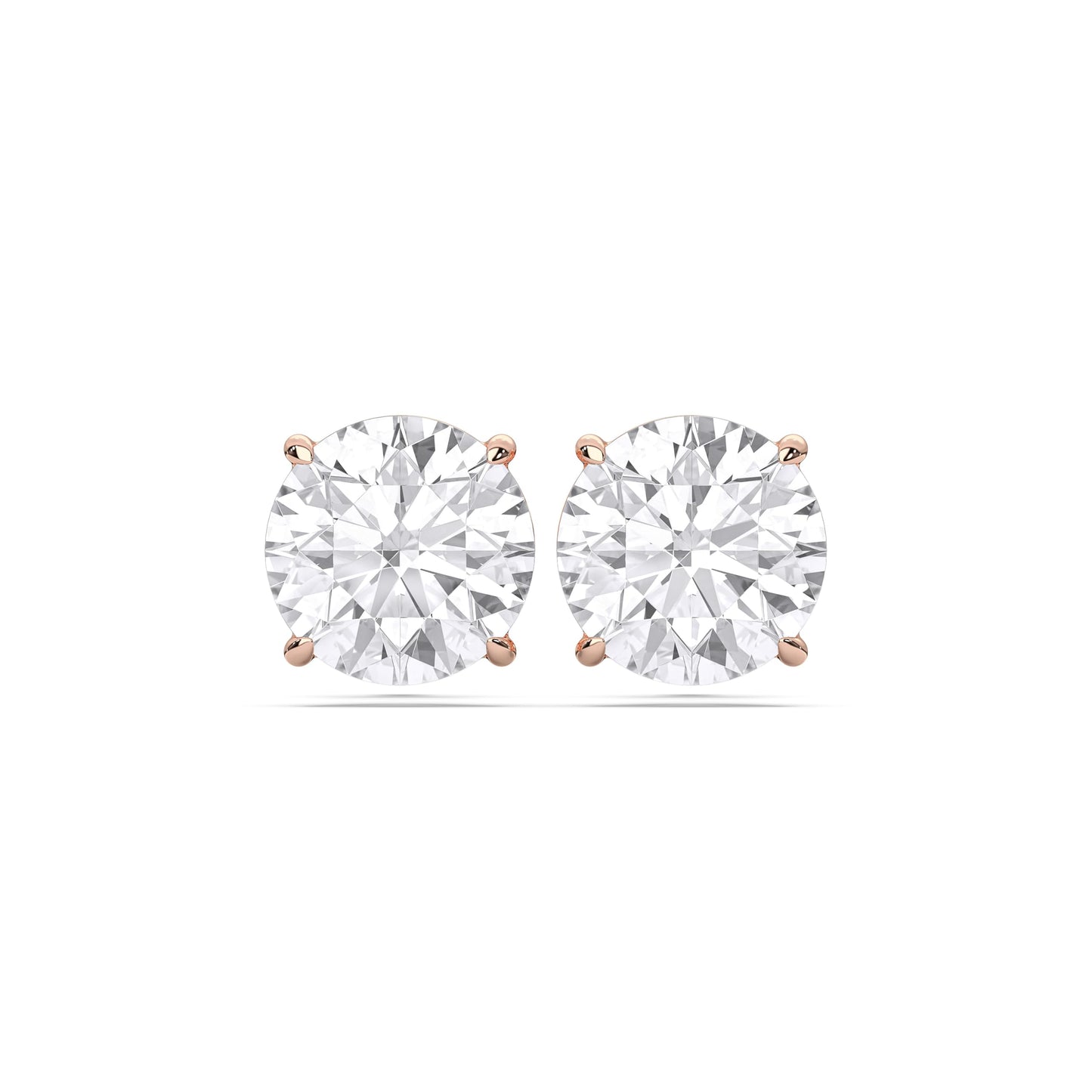 Certified 2-5 Carat Round Cut Diamond Stud Earrings for Women – Classic Solitaire Round Diamond Studs in 10K, 14K & 18K – Rose, White and Yellow Gold