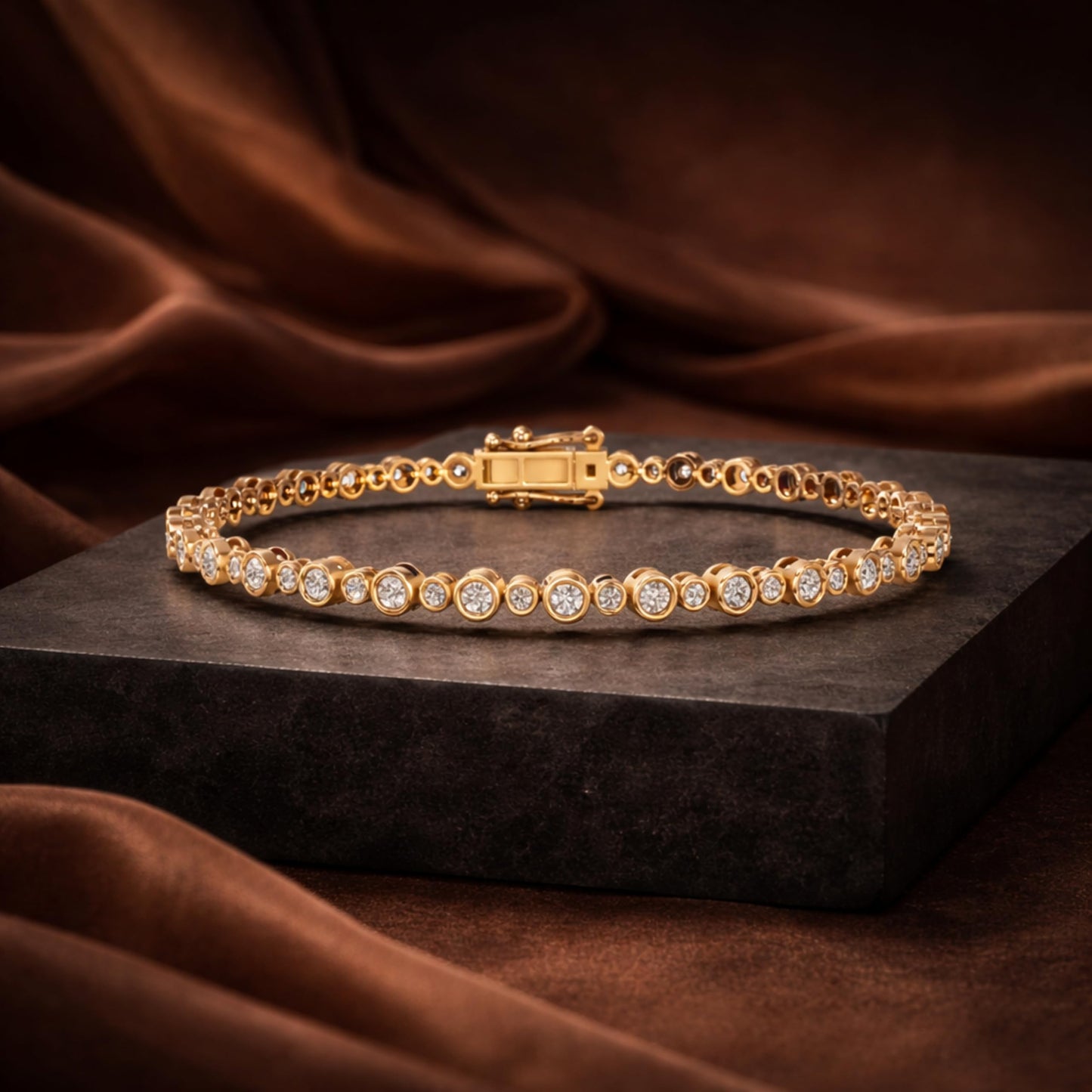 Derosa Jewels Lab Grown Diamond Tennis Bracelet for Women – 7 Inch, Sterling Silver, Yellow Gold Plated or Rose Gold Plated, Bezel Set Diamond Bracelet, Fine Jewelry Gift