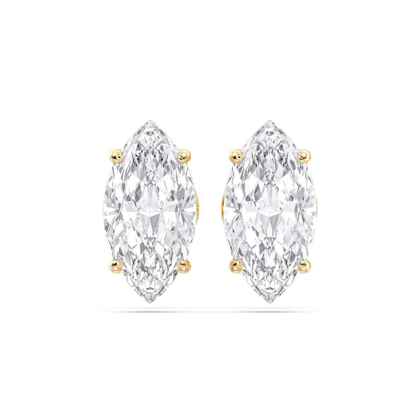 Cerified 2-5 Carat Marquise Cut Diamond Stud Earrings for Women – Solitaire Prong Set Earrings – Available in 10K, 14K & 18K – White, Yellow & Rose Gold