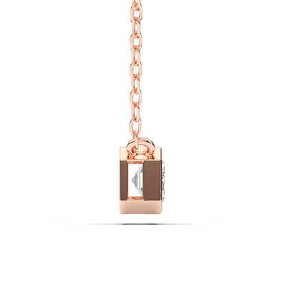 1 Carat East West Emerald Cut Lab Grown Diamond Solitaire Pendant | Solid 10K 14K 18K Gold | Bezel Set Horizontal Necklace in Rose, White, or Yellow Gold | Timeless Fine Jewelry Gift for Her