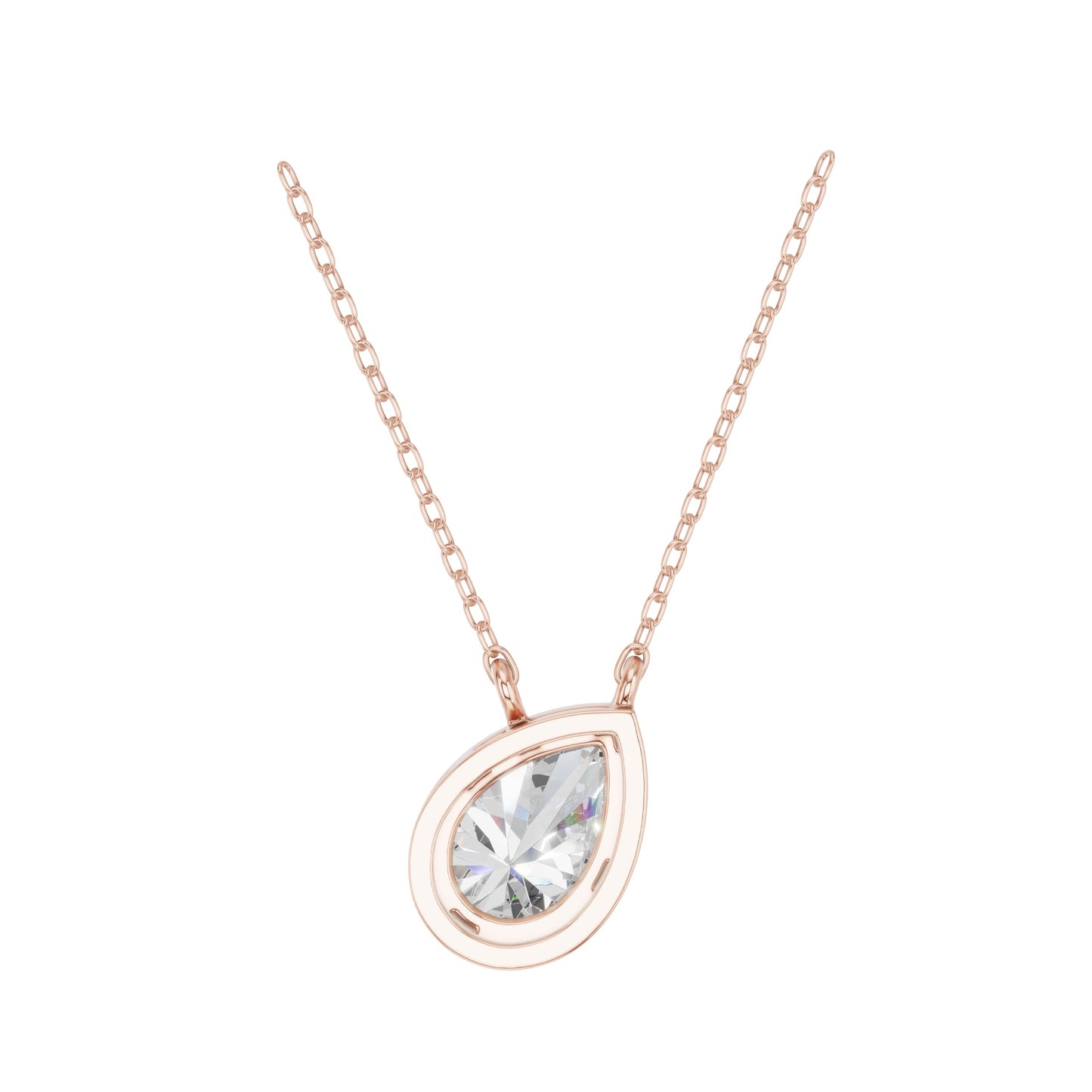 Derosa Jewels Lab Grown Pear Shape Diamond Pendant Necklace for Women | 0.75 Carat Bezel Set F-G/VS Diamond | Solid 10K 14K 18K Rose White Yellow Gold | Teardrop Solitaire Necklace Gift