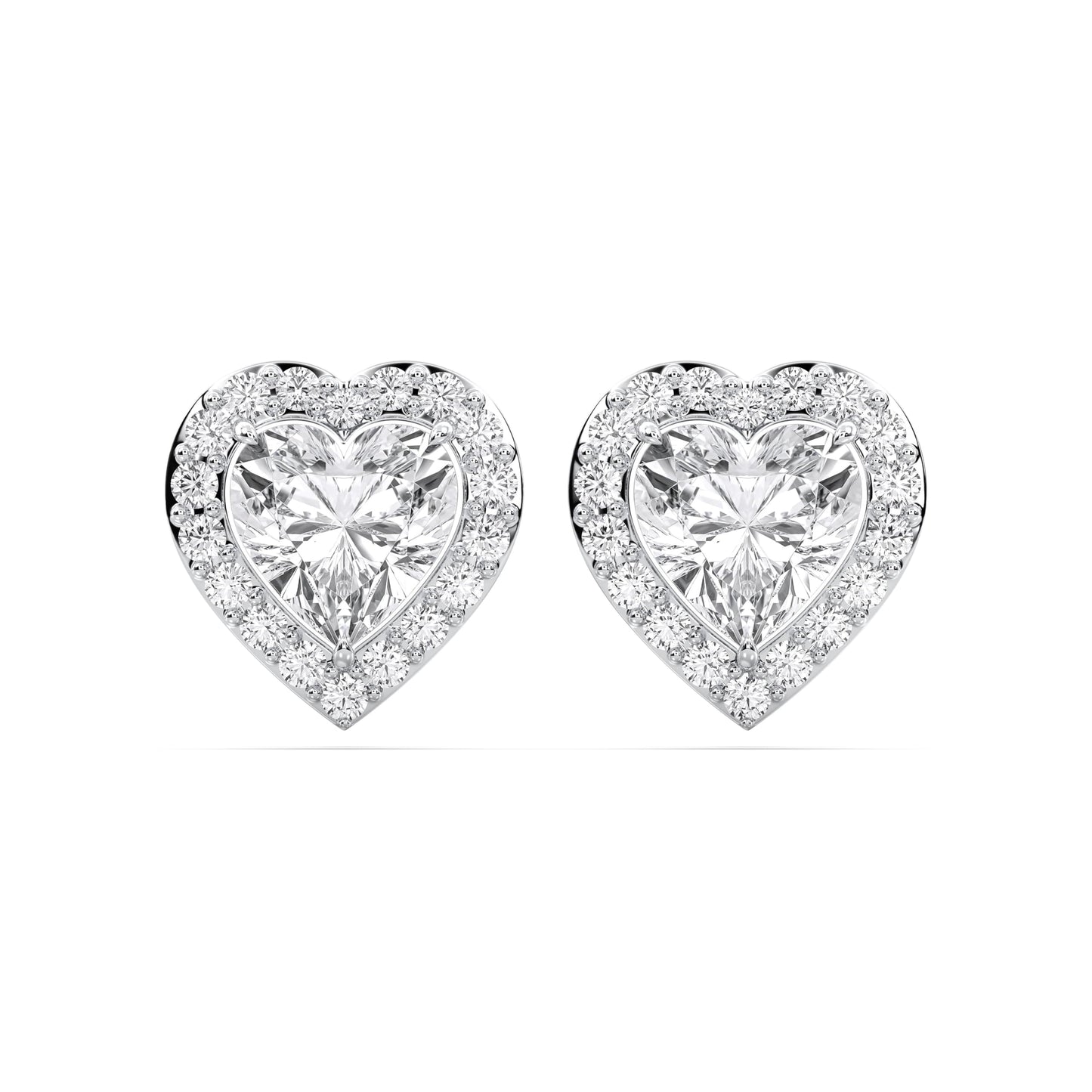 Certified Heart Halo Diamond Stud Earrings for Women – Heart Shape Diamond Earrings in 10K, 14K & 18K – Rose, White and Yellow Gold