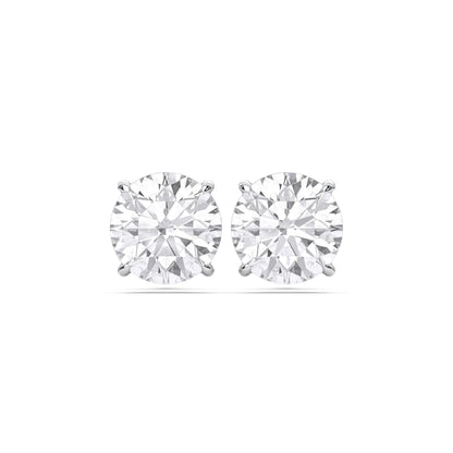 Certified 2-5 Carat Round Cut Diamond Stud Earrings for Women – Classic Solitaire Round Diamond Studs in 10K, 14K & 18K – Rose, White and Yellow Gold