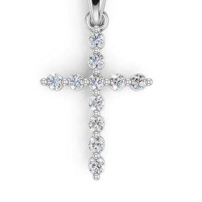 Derosa Jewels Lab Grown Diamond Cross Pendant Necklace for Women | 0.25-1.00 Carat Round Cut F-G/VS Diamonds | Solid 10K/14K/18K Rose, White, Yellow Gold | 18 Inch Chain Religious Jewelry Gift