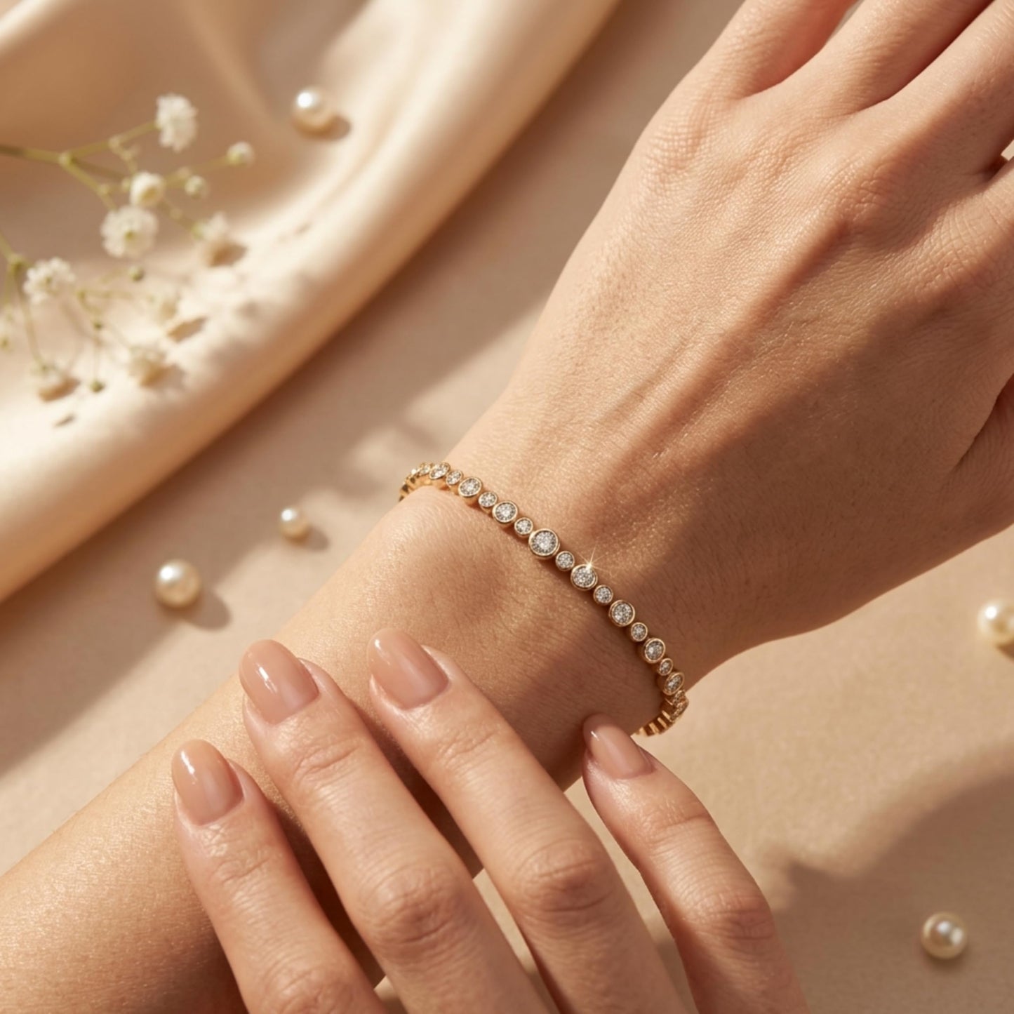 Derosa Jewels Lab Grown Diamond Tennis Bracelet for Women – 7 Inch, Sterling Silver, Yellow Gold Plated or Rose Gold Plated, Bezel Set Diamond Bracelet, Fine Jewelry Gift