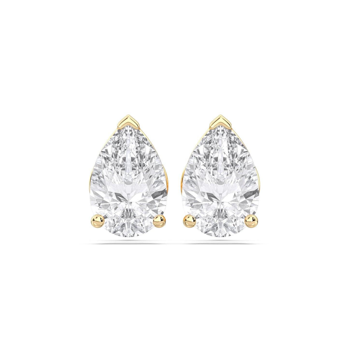 Certified 2-5 Carat Pear Cut Diamond Stud Earrings for Women – Classic Solitaire 3 Prong Setting – 10K, 14K & 18K – White Gold, Yellow Gold & Rose Gold