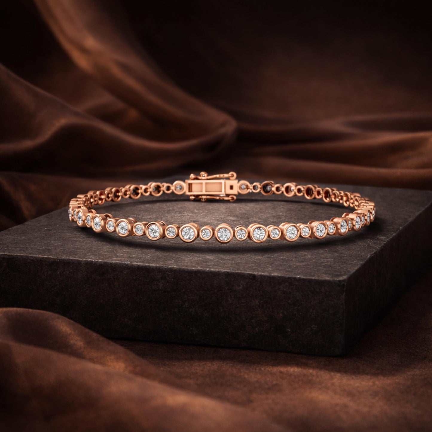 Derosa Jewels Lab Grown Diamond Tennis Bracelet for Women – 7 Inch, Sterling Silver, Yellow Gold Plated or Rose Gold Plated, Bezel Set Diamond Bracelet, Fine Jewelry Gift