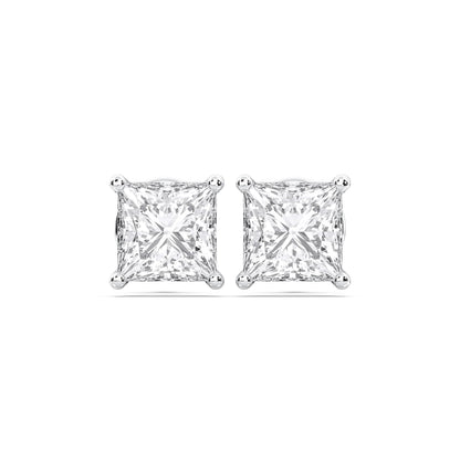 Certified 2-5 Carat Princess Cut Diamond Stud Earrings for Women – Push Back Solitaire Princess Diamond Studs in 10K, 14K & 18K Gold – Rose, White and Yellow Gold