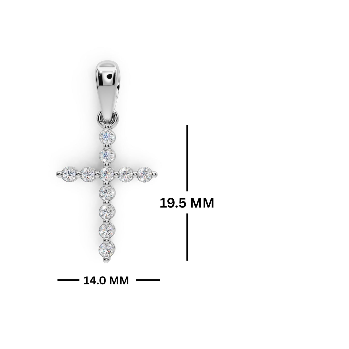 Derosa Jewels Lab Grown Diamond Cross Pendant Necklace for Women | 0.25-1.00 Carat Round Cut F-G/VS Diamonds | Solid 10K/14K/18K Rose, White, Yellow Gold | 18 Inch Chain Religious Jewelry Gift