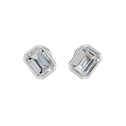 1.5 Carat Total Lab Grown Diamond Emerald Cut Stud Earrings for Women in 10K/14K/18K Gold | Push Back Solitaire Earrings | Available in Yellow, White & Rose Gold