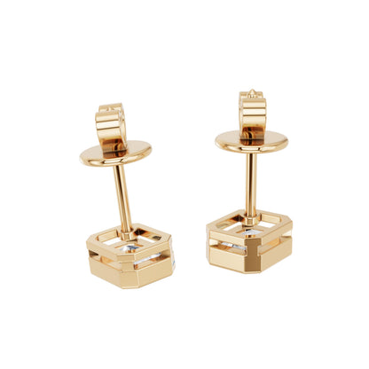 1.5 Carat Total Lab Grown Diamond Emerald Cut Stud Earrings for Women in 10K/14K/18K Gold | Push Back Solitaire Earrings | Available in Yellow, White & Rose Gold
