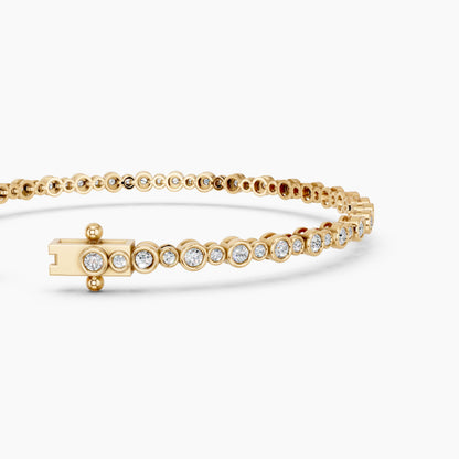 Derosa Jewels Lab Grown Diamond Tennis Bracelet for Women – 7 Inch, 10K 14K 18K Solid Gold (White, Yellow or Rose Gold), Bezel Set Diamond Bracelet, Fine Jewelry Gift