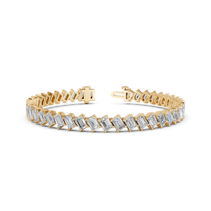 Derosa Jewels 10 Carat Emerald Cut Lab Grown Diamond Tennis Bracelet for Women – 7, 7.5 or 8 Inch, 10K 14K 18K Solid Gold (White, Yellow or Rose Gold), Certified Diamond Bracelet, Fine Jewelry Gift