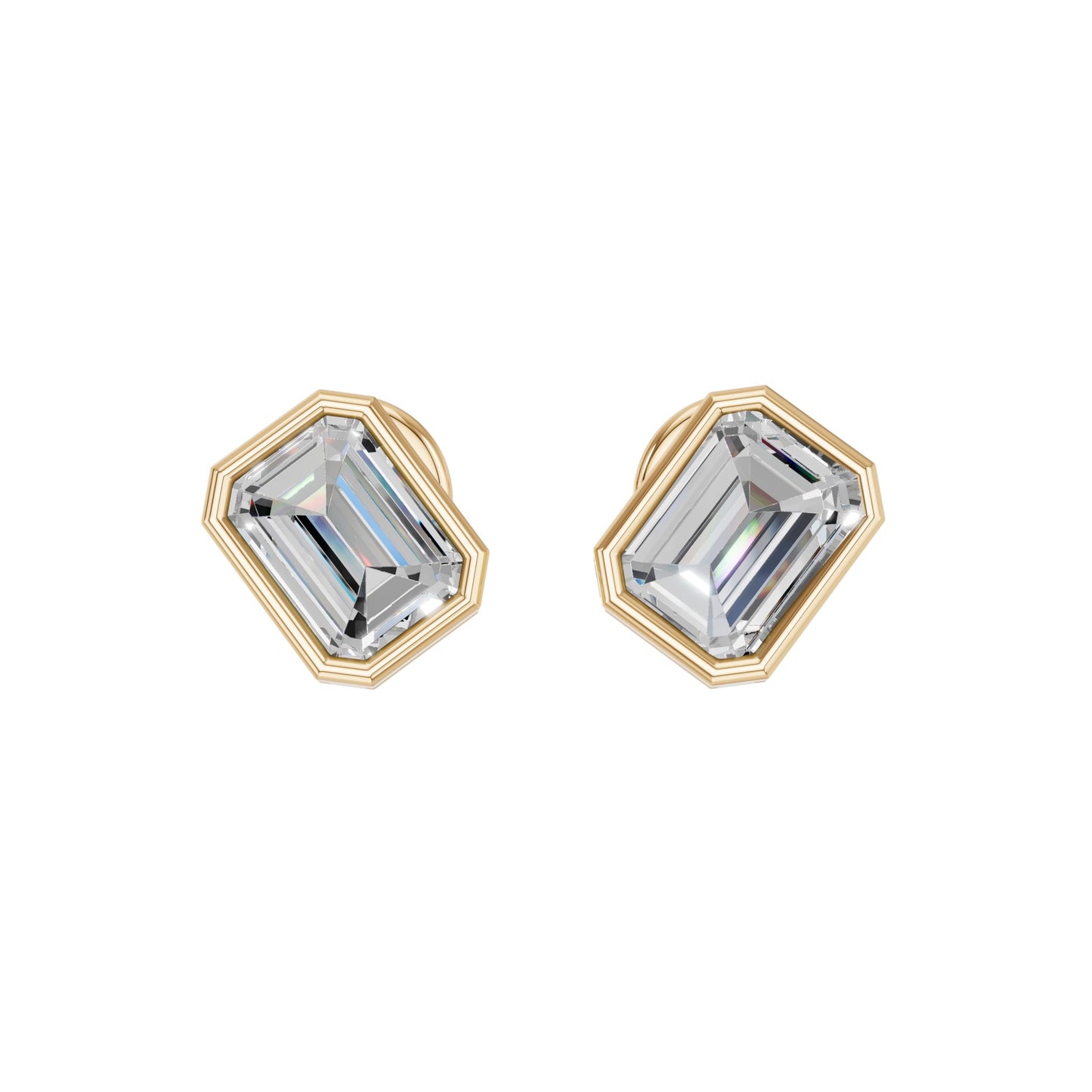 1.5 Carat Total Lab Grown Diamond Emerald Cut Stud Earrings for Women in 10K/14K/18K Gold | Push Back Solitaire Earrings | Available in Yellow, White & Rose Gold