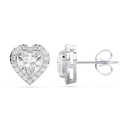 Certified Heart Halo Diamond Stud Earrings for Women – Heart Shape Diamond Earrings in 10K, 14K & 18K – Rose, White and Yellow Gold