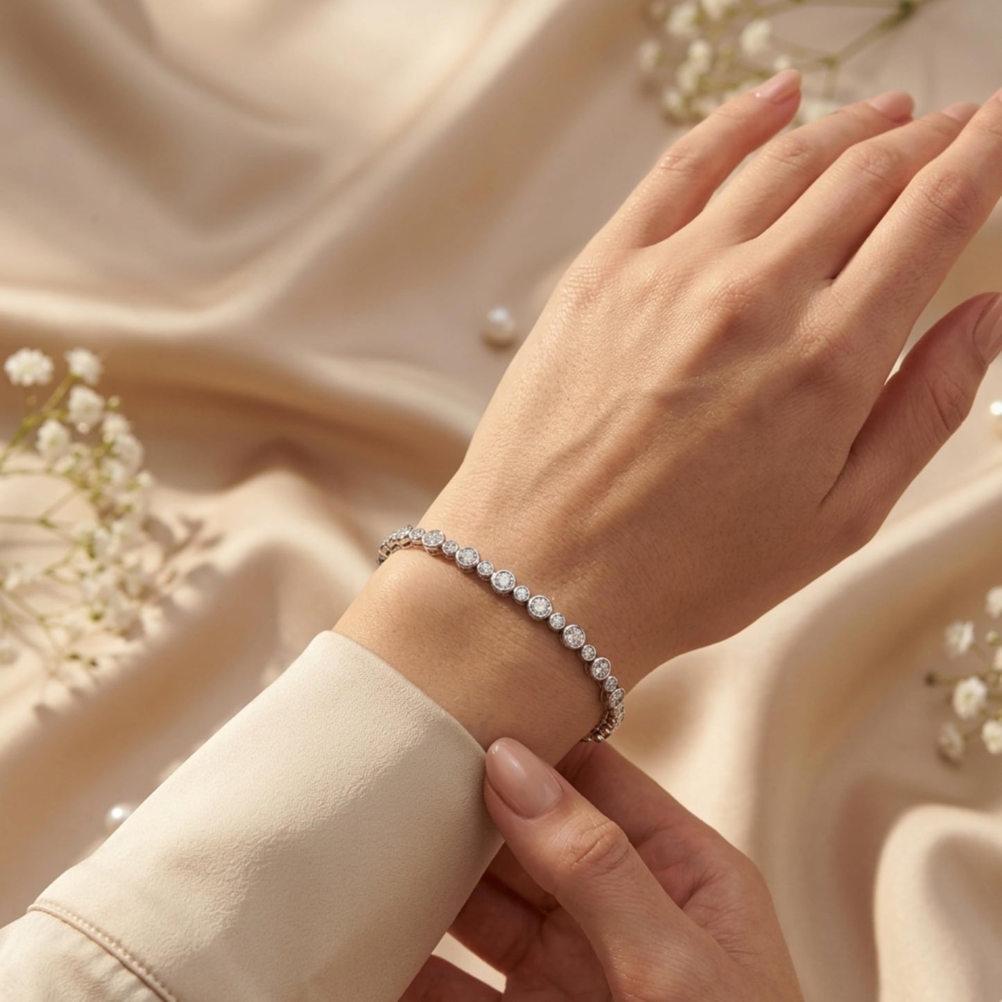 Derosa Jewels Lab Grown Diamond Tennis Bracelet for Women – 7 Inch, Sterling Silver, Yellow Gold Plated or Rose Gold Plated, Bezel Set Diamond Bracelet, Fine Jewelry Gift