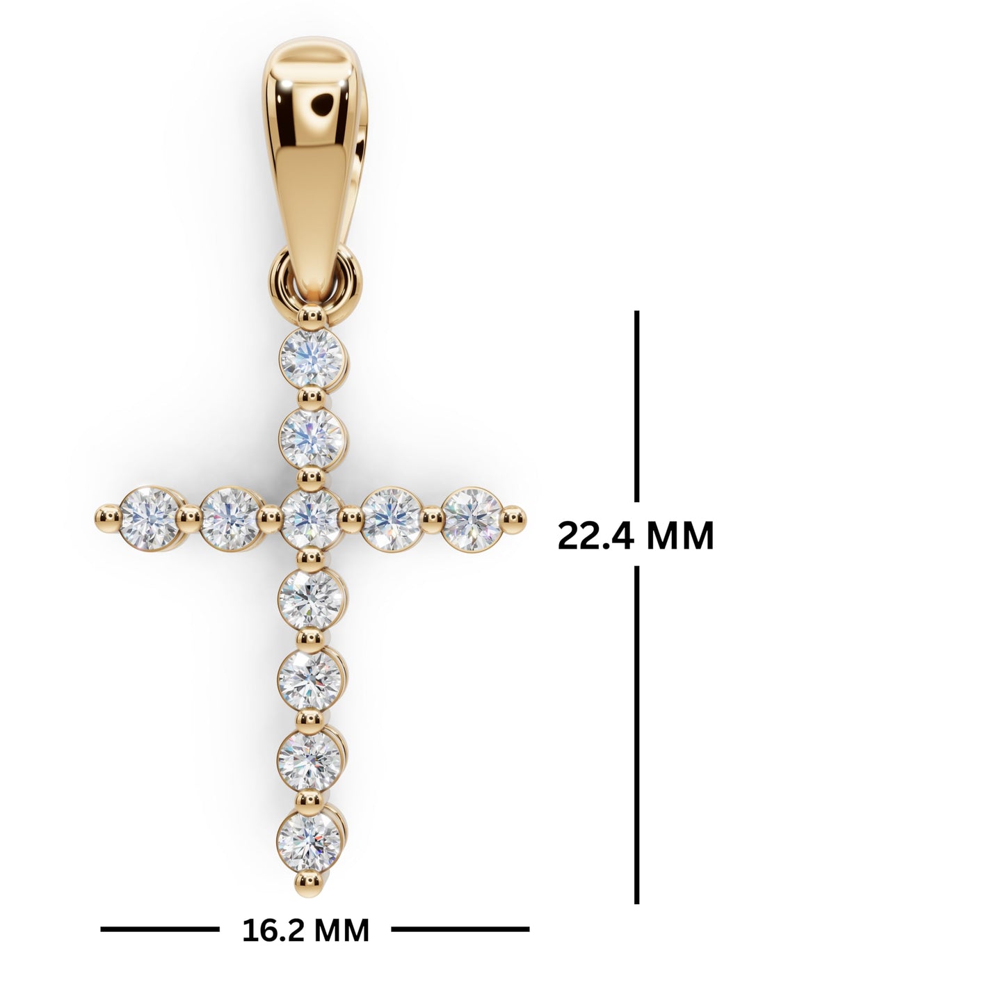 Derosa Jewels Lab Grown Diamond Cross Pendant Necklace for Women | 0.25-1.00 Carat Round Cut F-G/VS Diamonds | Solid 10K/14K/18K Rose, White, Yellow Gold | 18 Inch Chain Religious Jewelry Gift