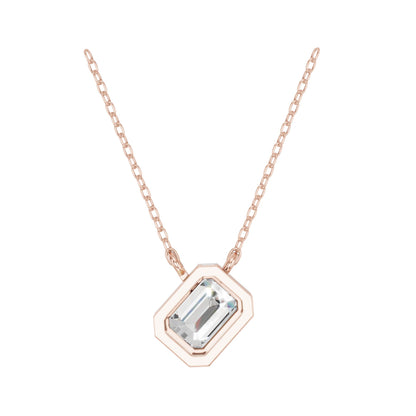 Derosa Jewels Lab Grown Emerald Cut Diamond Pendant Necklace for Women | 0.75 Carat Bezel Set F-G/VS Diamond | Solid 10K 14K 18K Rose White Yellow Gold | Elegant Solitaire Necklace Gift