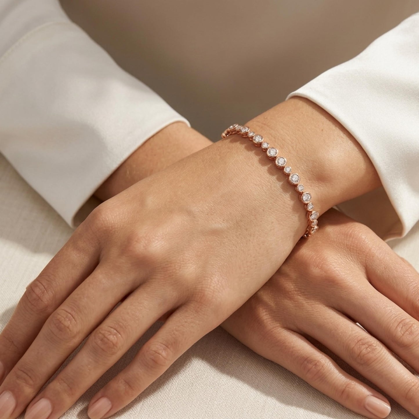 Derosa Jewels Lab Grown Diamond Tennis Bracelet for Women – 7 Inch, 10K 14K 18K Solid Gold (White, Yellow or Rose Gold), Bezel Set Diamond Bracelet, Fine Jewelry Gift