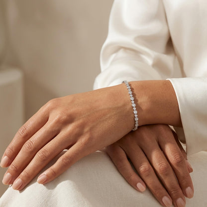 Derosa Jewels Lab Grown Diamond Tennis Bracelet for Women – 7 Inch, 10K 14K 18K Solid Gold (White, Yellow or Rose Gold), Bezel Set Diamond Bracelet, Fine Jewelry Gift