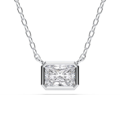Derosa Jewels 1 Carat East West Radiant Cut Lab Grown Diamond Pendant Necklace for Women | 10K 14K 18K Solid Gold | Bezel Set Solitaire Necklace | D-F/VS Diamond | Modern Minimalist Jewelry Gift