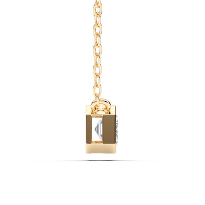 1 Carat East West Emerald Cut Lab Grown Diamond Solitaire Pendant | Solid 10K 14K 18K Gold | Bezel Set Horizontal Necklace in Rose, White, or Yellow Gold | Timeless Fine Jewelry Gift for Her