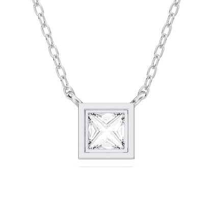 Derosa Jewels 1 Carat Princess Cut Lab Grown Diamond Pendant Necklace for Women | Bezel Set Solitaire Diamond Necklace | 10K 14K 18K Yellow White Rose Gold | Minimal Elegant Jewelry Gift