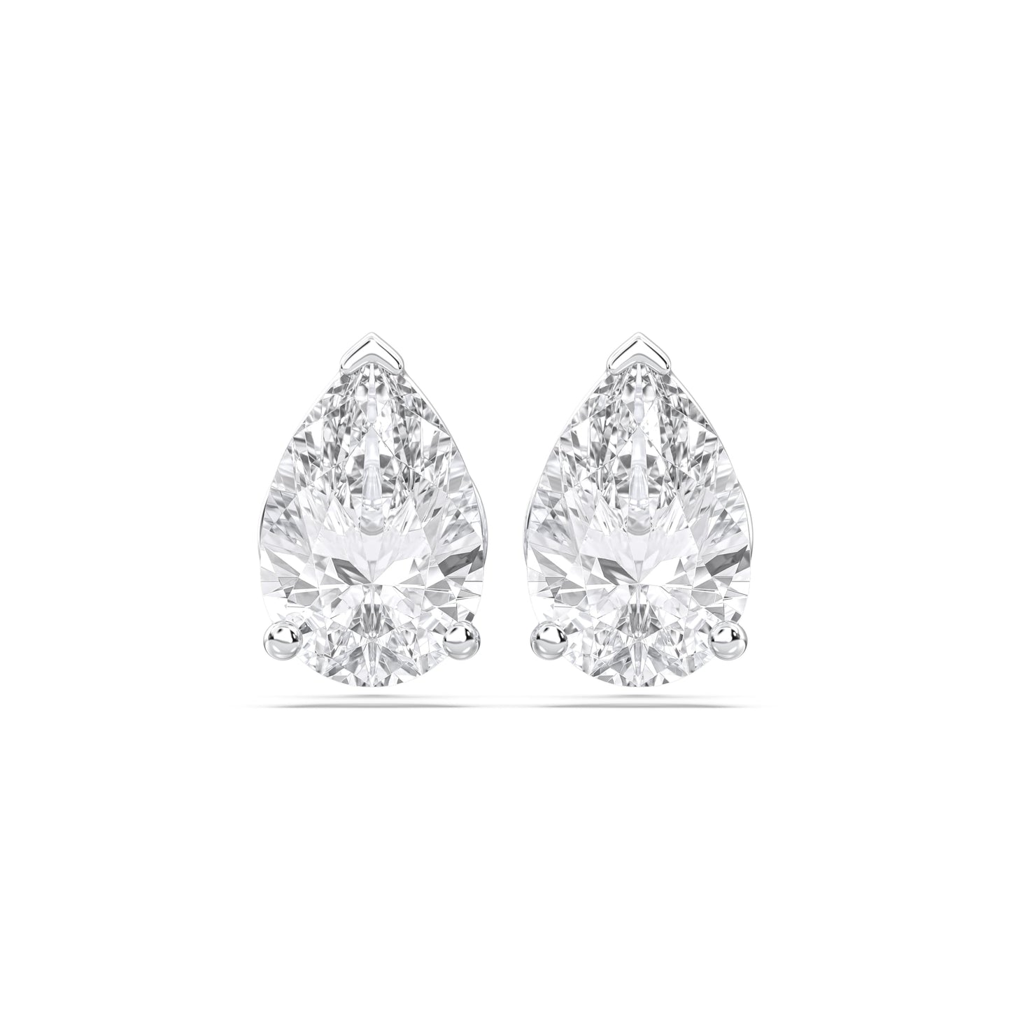 Certified 2-5 Carat Pear Cut Diamond Stud Earrings for Women – Classic Solitaire 3 Prong Setting – 10K, 14K & 18K – White Gold, Yellow Gold & Rose Gold