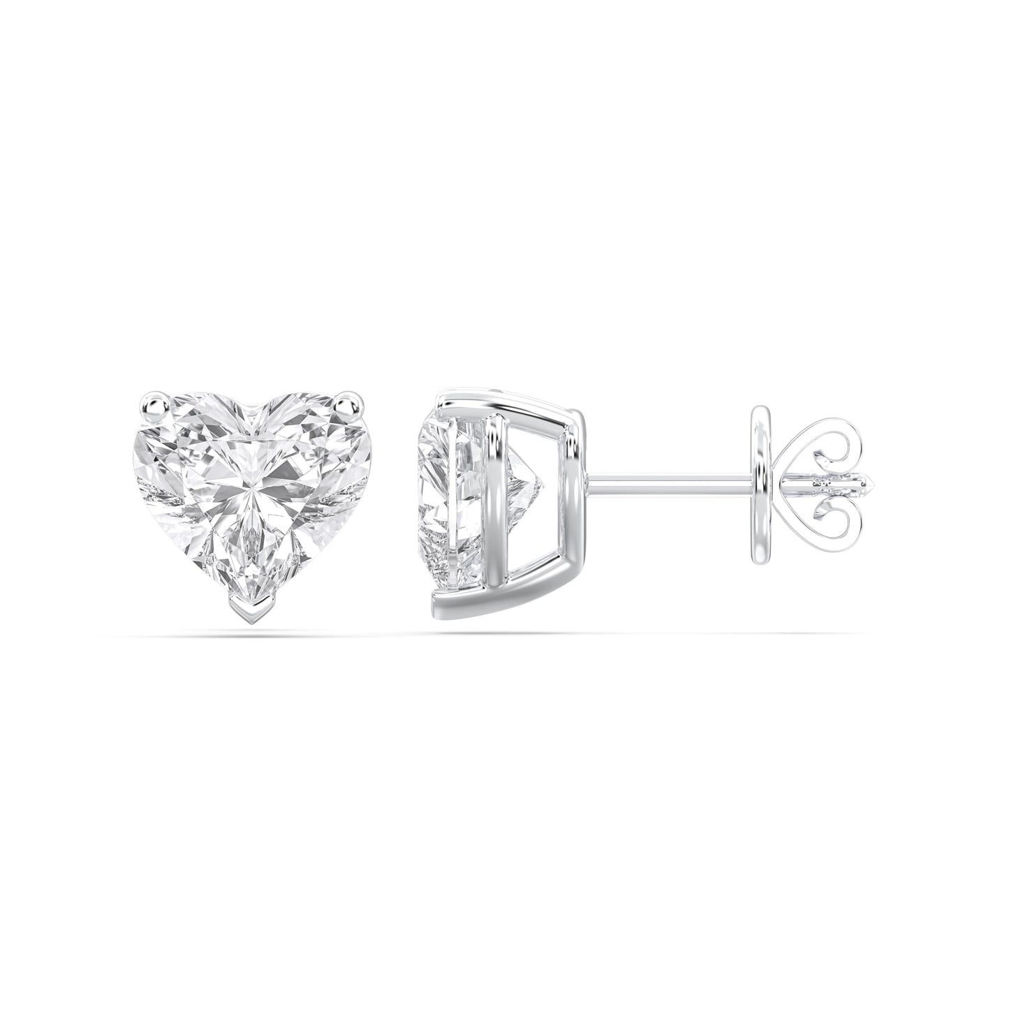 Certified 2-5 Carat Heart Cut Diamond Stud Earrings for Women – Solitaire Heart Shaped Studs – 10K, 14K & 18K – Rose, White and Yellow Gold – Solitaire Heart Shaped Studs