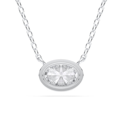 1 Carat Oval Cut Lab Grown Diamond East West Pendant Necklace for Women | Bezel Set Solitaire in 10K 14K 18K Rose White Yellow Gold | Modern Minimal Fine Jewelry Gift for Anniversary Birthday