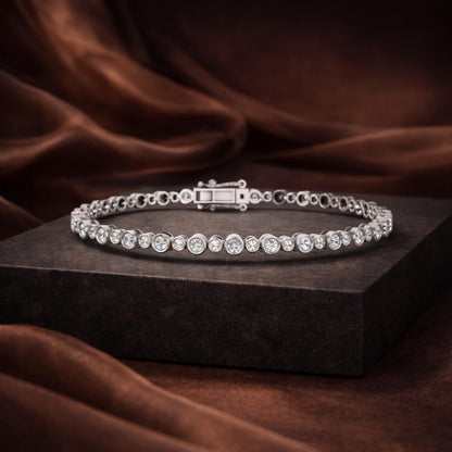 Derosa Jewels Lab Grown Diamond Tennis Bracelet for Women – 7 Inch, Sterling Silver, Yellow Gold Plated or Rose Gold Plated, Bezel Set Diamond Bracelet, Fine Jewelry Gift