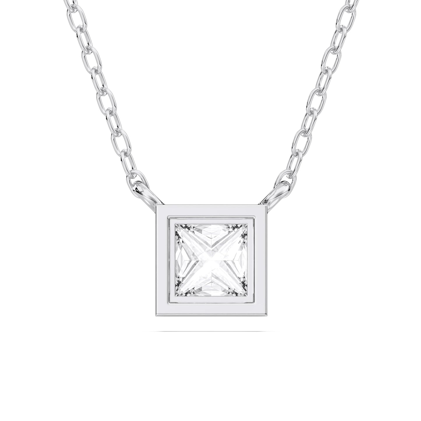 Derosa Jewels 1 Carat Princess Cut Lab Grown Diamond Pendant Necklace for Women | Bezel Set Solitaire Diamond Necklace | 10K 14K 18K Yellow White Rose Gold | Minimal Elegant Jewelry Gift