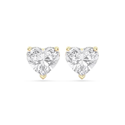 Certified 2-5 Carat Heart Cut Diamond Stud Earrings for Women – Solitaire Heart Shaped Studs – 10K, 14K & 18K – Rose, White and Yellow Gold – Solitaire Heart Shaped Studs