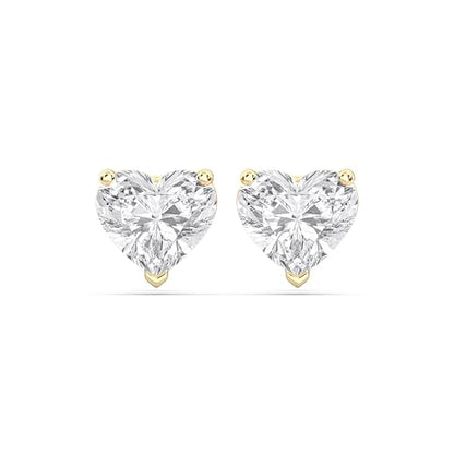 Certified 2-5 Carat Heart Cut Diamond Stud Earrings for Women – Solitaire Heart Shaped Studs – 10K, 14K & 18K – Rose, White and Yellow Gold – Solitaire Heart Shaped Studs