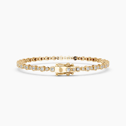 Derosa Jewels Lab Grown Diamond Tennis Bracelet for Women – 7 Inch, 10K 14K 18K Solid Gold (White, Yellow or Rose Gold), Bezel Set Diamond Bracelet, Fine Jewelry Gift