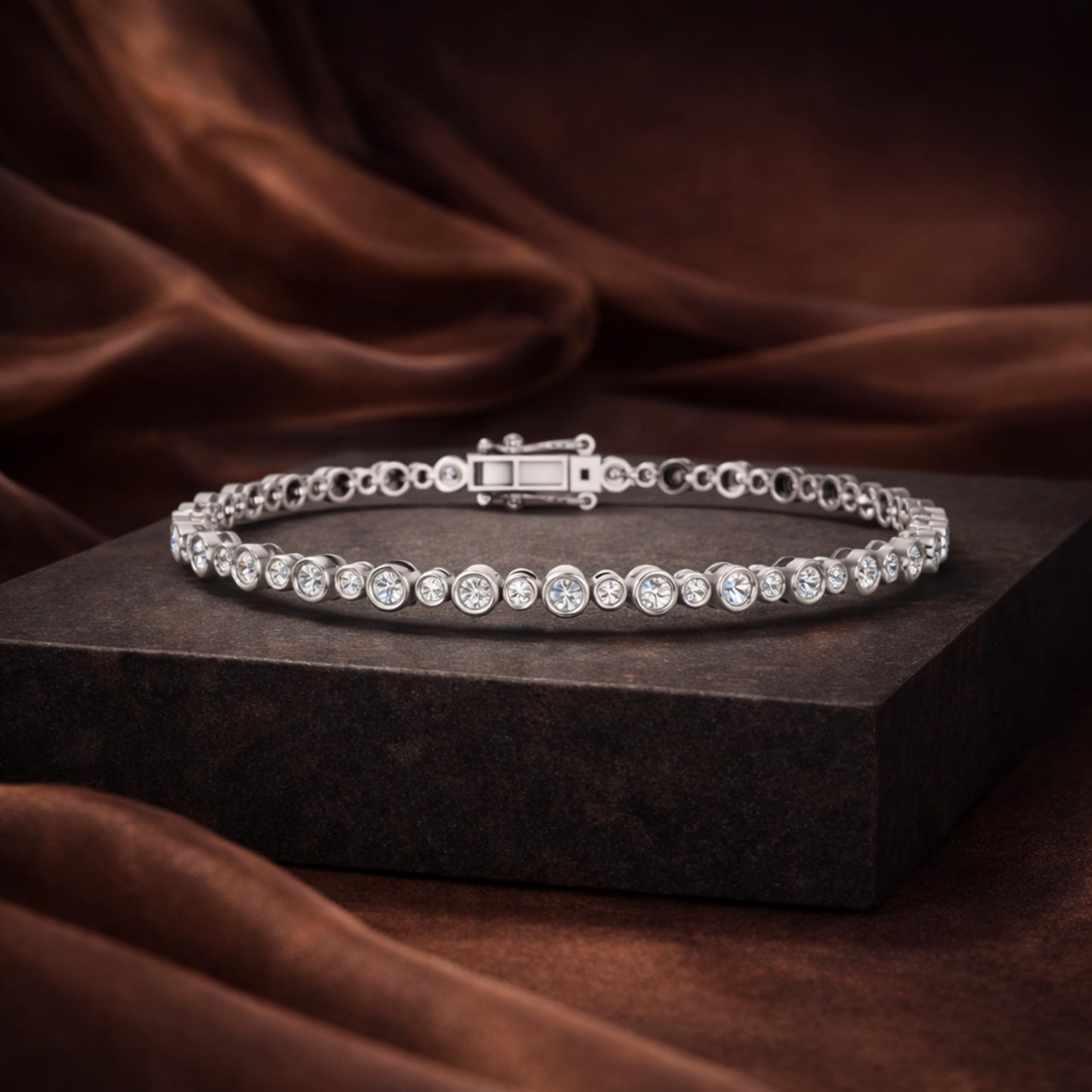Derosa Jewels Lab Grown Diamond Tennis Bracelet for Women – 7 Inch, Sterling Silver, Yellow Gold Plated or Rose Gold Plated, Bezel Set Diamond Bracelet, Fine Jewelry Gift