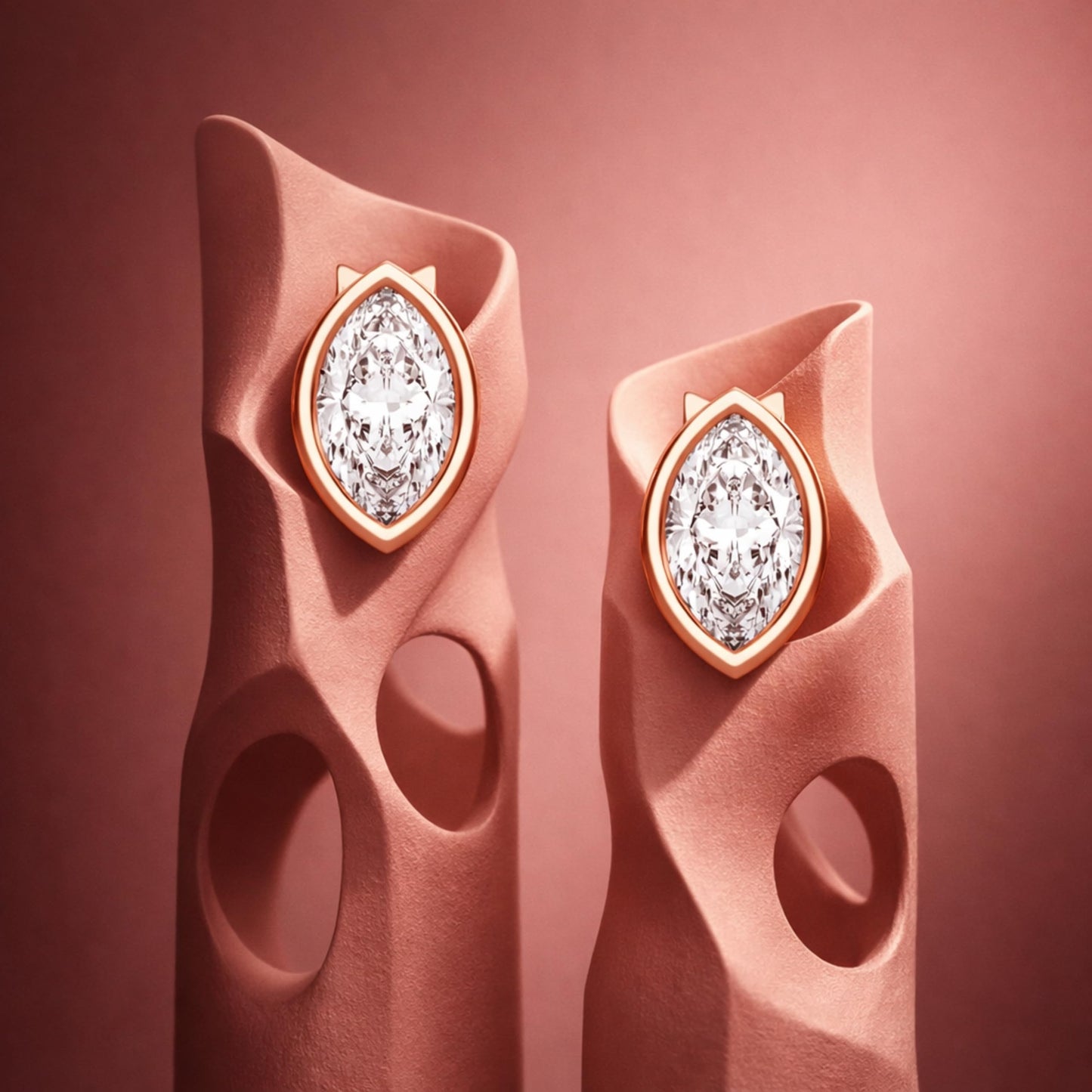 Certified 0.50-2 Carat Marquise Cut Bezel Set Diamond Stud Earrings for Women – Available in 10K, 14K & 18K – White Gold, Yellow Gold, Rose Gold