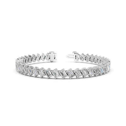 Derosa Jewels 10 Carat Emerald Cut Lab Grown Diamond Tennis Bracelet for Women – 7, 7.5 or 8 Inch, 10K 14K 18K Solid Gold (White, Yellow or Rose Gold), Certified Diamond Bracelet, Fine Jewelry Gift
