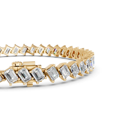 Derosa Jewels 10 Carat Emerald Cut Lab Grown Diamond Tennis Bracelet for Women – 7, 7.5 or 8 Inch, 10K 14K 18K Solid Gold (White, Yellow or Rose Gold), Certified Diamond Bracelet, Fine Jewelry Gift