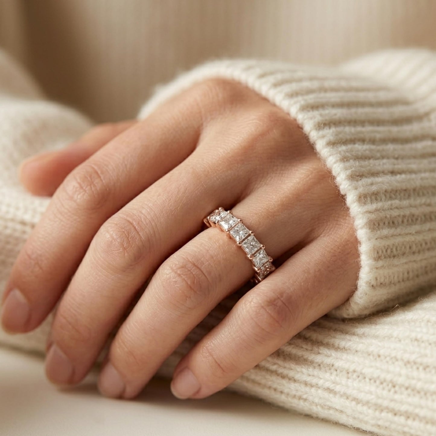 Derosa Jewels Lab Grown Princess Cut Diamond Ring for Women, Lightweight 925 Sterling Silver, Yellow Gold Plated & Rose Gold Plated Options, Minimalist Stackable Engagement Ring