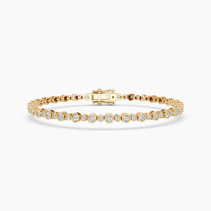 Derosa Jewels Lab Grown Diamond Tennis Bracelet for Women – 7 Inch, 10K 14K 18K Solid Gold (White, Yellow or Rose Gold), Bezel Set Diamond Bracelet, Fine Jewelry Gift