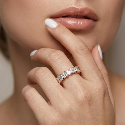 Derosa Jewels Lab Grown Princess Cut Diamond Ring for Women, Lightweight 925 Sterling Silver, Yellow Gold Plated & Rose Gold Plated Options, Minimalist Stackable Engagement Ring