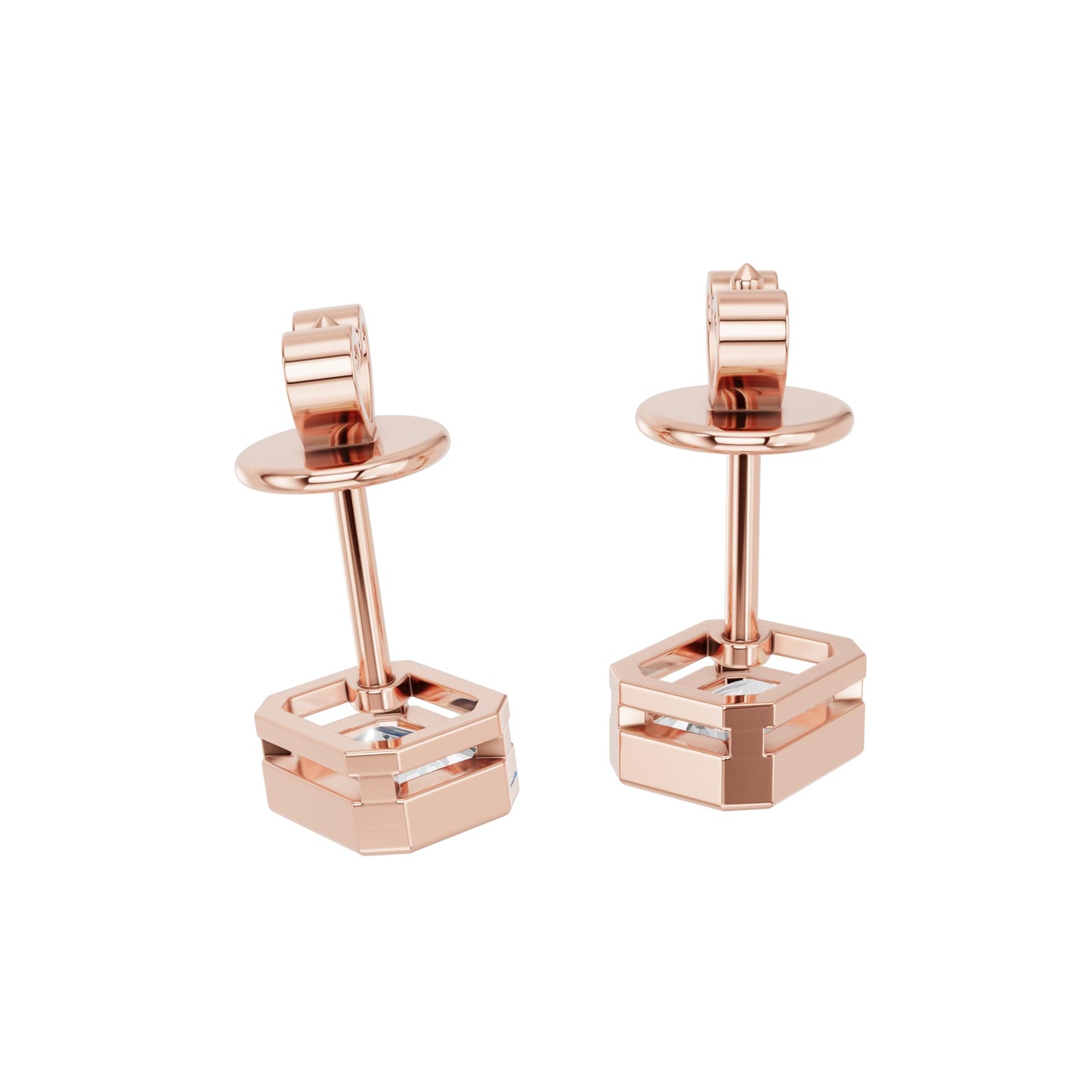 1.5 Carat Total Lab Grown Diamond Emerald Cut Stud Earrings for Women in 10K/14K/18K Gold | Push Back Solitaire Earrings | Available in Yellow, White & Rose Gold