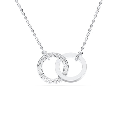 Derosa Jewels Lab Grown Diamond Circle Necklace for Women in 10KT 14KT 18KT Gold (Yellow, White, Rose) | Double Circle Pendant | 16 Inch Necklace with 18 Inch Extension Chain
