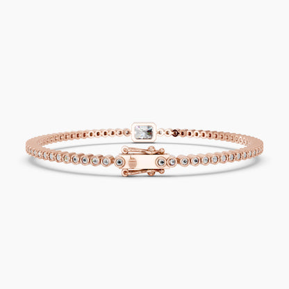 Derosa Jewels 1 Carat Certified Radiant Cut Lab Grown Diamond Bracelet for Women – 10K 14K 18K Gold (White, Yellow or Rose), Diamond Tennis Bracelet with Radiant Center Stone, 7 Inch
