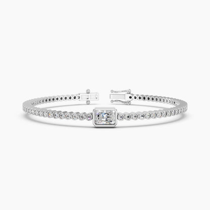 Derosa Jewels 1 Carat Certified Radiant Cut Lab Grown Diamond Bracelet for Women – 10K 14K 18K Gold (White, Yellow or Rose), Diamond Tennis Bracelet with Radiant Center Stone, 7 Inch